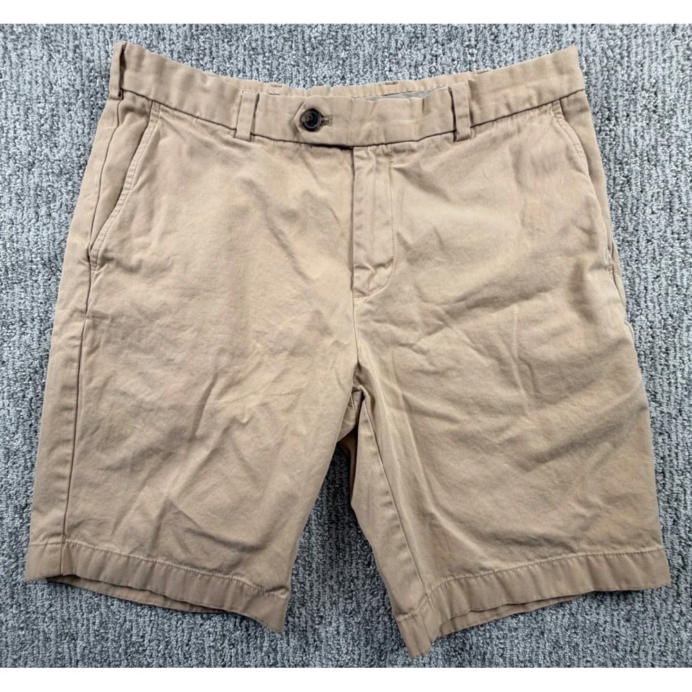 Brooks Brothers Bermuda Shorts Mens 34 Tan‎ Khaki 100% Cotton Flat Front Chino